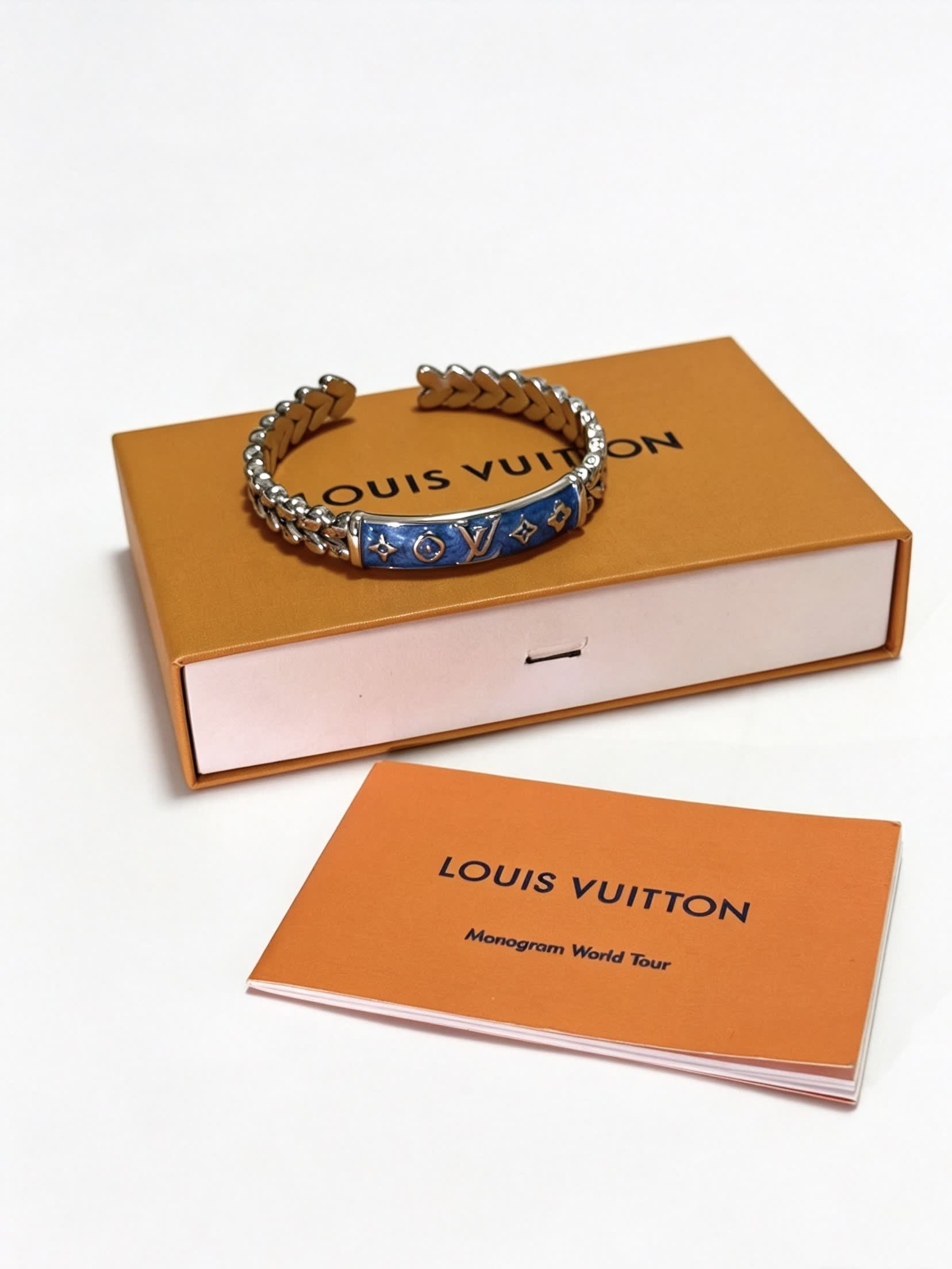 Louis Vuitton Silver Blue Enamel Bracelet